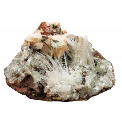 apophyllite verte sur stilbite et scolecite