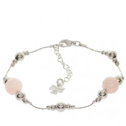 Sterling Silver Rose Quartz Bracelet B-38-03