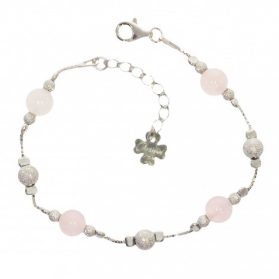 Sterling Silver Rose Quartz Bracelet B-28-02 Sterling Silver Rose Quartz Bracelet B-28-02