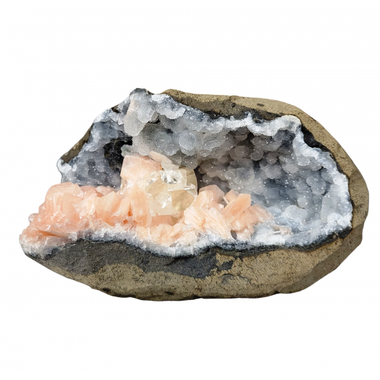 calcite - stilbite - chalcedony