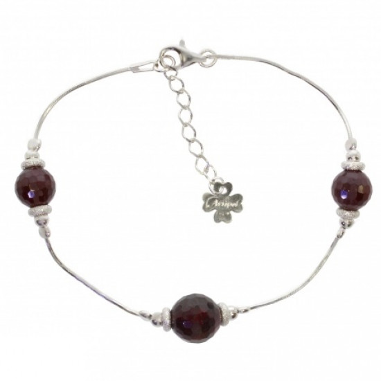 Sterling Silver Garnet Bracelet B-38-01