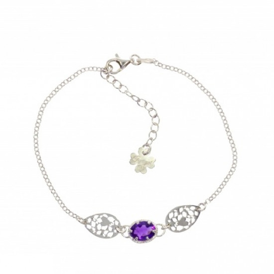 Sterling Silver Amethyst Bracelet B-48-01 Sterling Silver Amethyst Bracelet B-48-01