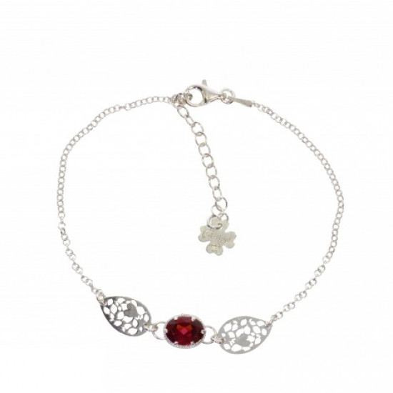 Sterling Silver Garnet Bracelet B-48-01 Sterling Silver Garnet Bracelet B-48-01