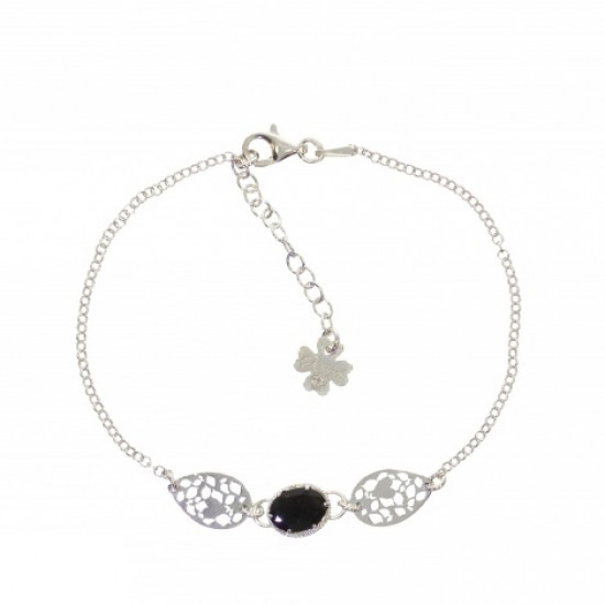 Sterling Silver Black Onyx Bracelet B-48-01 Sterling Silver Black Onyx Bracelet B-48-01