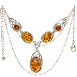 collier Ambre argent C-110-01 