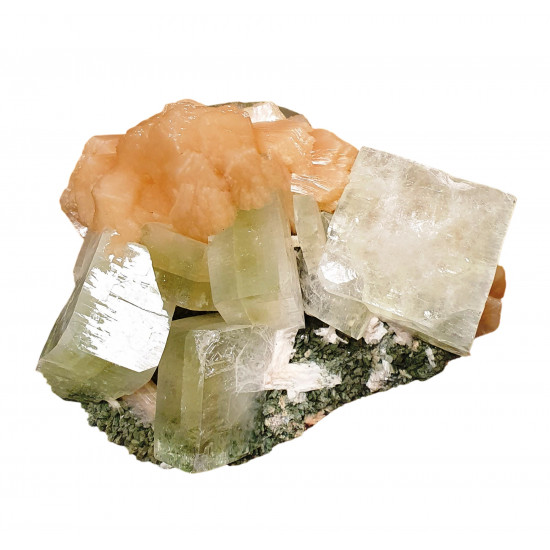 green apophyllite and stilbite