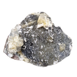 yellow apophyllite on chalcedony