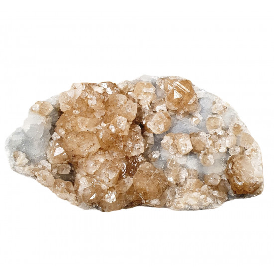 Brown apophyllite on chalcedony