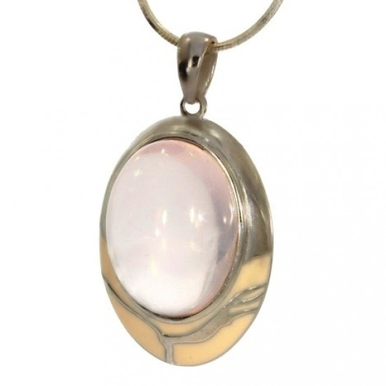 Sterling Silver Rose quartz Pendant P50-06