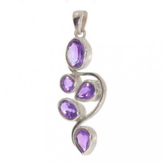 Sterling Silver Amethyst Pendant PF-54
