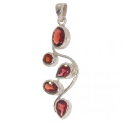 Sterling Silver Garnet Pendant PF-54