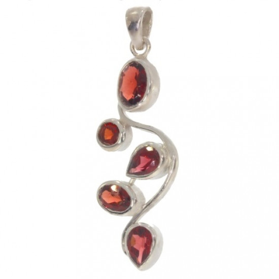 Sterling Silver Garnet Pendant PF-54