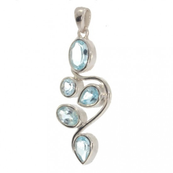 Sterling Silver Blue topaze Pendant PF-54