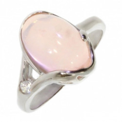 Bague 42-27 quartz rose argent
