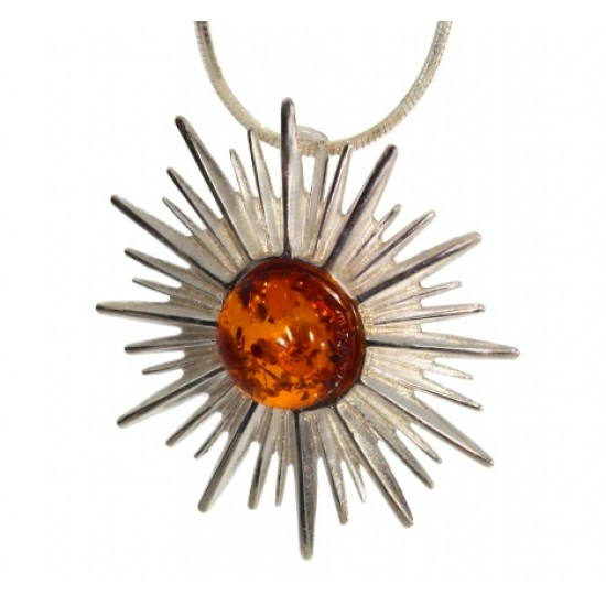 Sterling Silver Amber Pendant P34-18