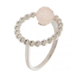 Bague 30-35 quartz rose argent