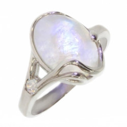 Bague 42-27 pierre de lune argent