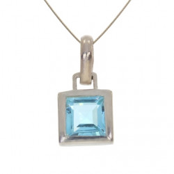 Sterling Silver Blue Topaz Pendant PF-07