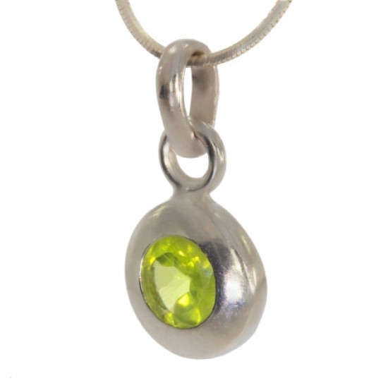 Sterling Silver Peridot Pendant PF-15