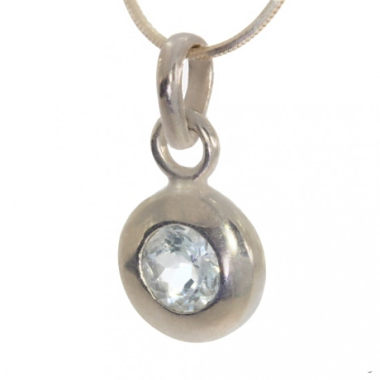 Sterling Silver Blue Topaz Pendant PF-15 Sterling Silver Blue Topaz Pendant PF-15