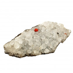 red fluorite on quartz