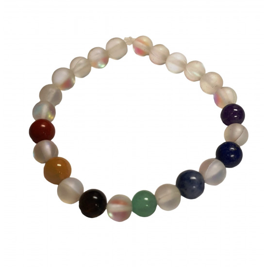 Child Sized 7 chakras aura quartz Bracelet 6mm