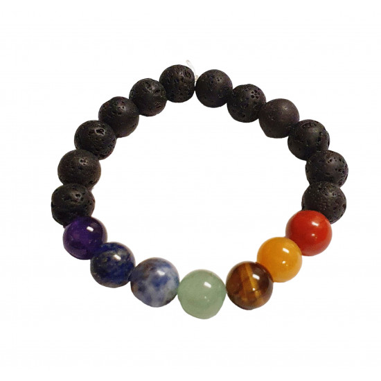 Child Sized 7 chakras lava Bracelet 8mm