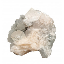 apophyllite , stilbite on chalcedony