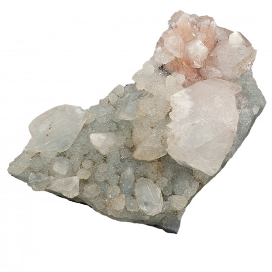 apophyllite , stilbite on chalcedony