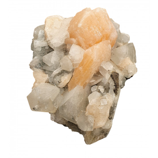 apophyllite , stilbite on chalcedony