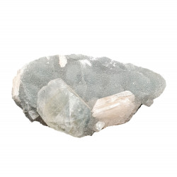 apophyllite , stilbite on chalcedony