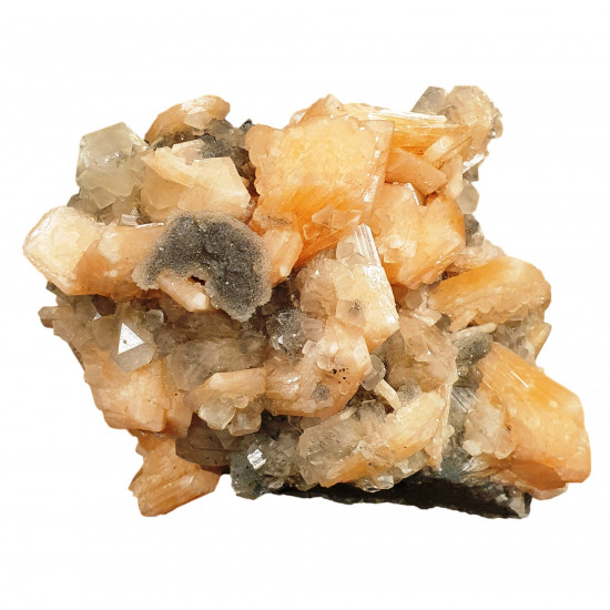 apophyllite , stilbite on chalcedony
