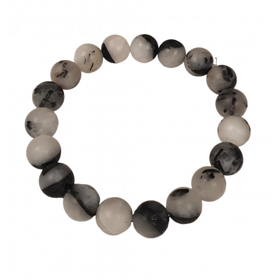 Black Tourmaline and Quartz Bracelet mat 10mm