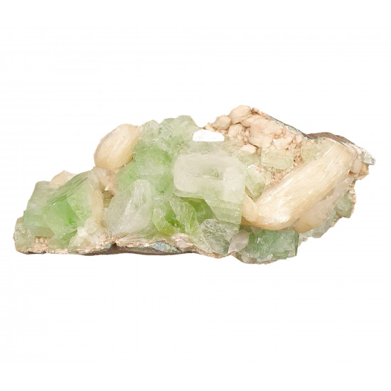 green apophyllite on stilbite
