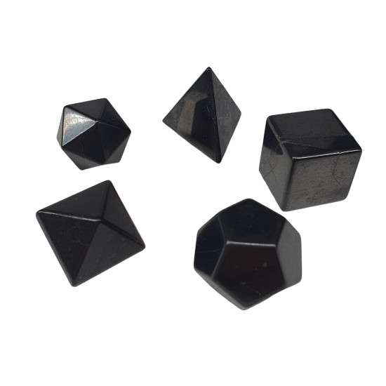 shungite platonic solids (5 elements), 3 cm