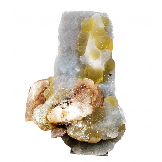 fluorite ball on quartz and calcite