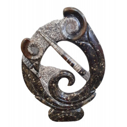 orthoceras and goniatite round sculptur