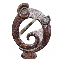 orthoceras et goniatite sculpture ronde