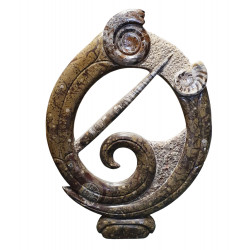 orthoceras et goniatite sculpture ronde