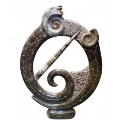 orthoceras et goniatite sculpture ronde