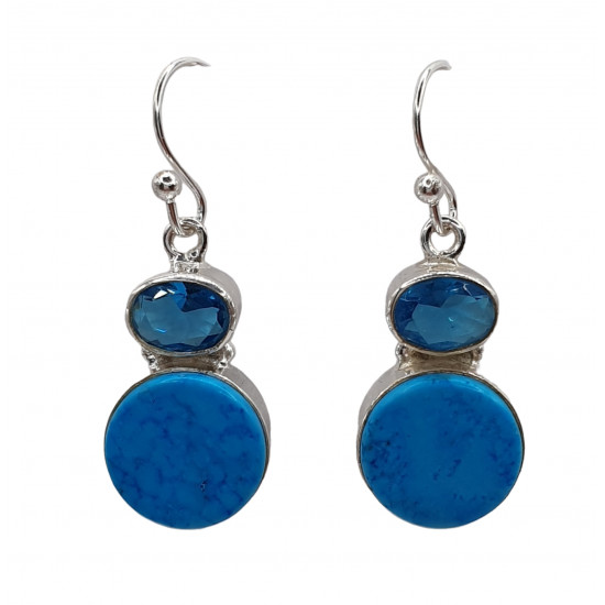 earrings turquoise - blue topaze