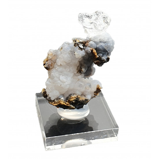Hyalite opal on chalcedony