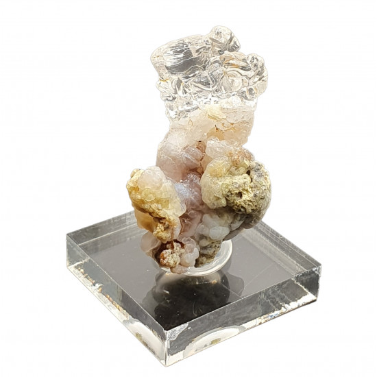 Hyalite opal on chalcedony