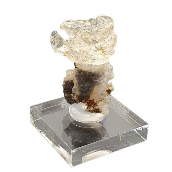 Hyalite opal on chalcedony