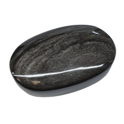 galet obsidienne argente