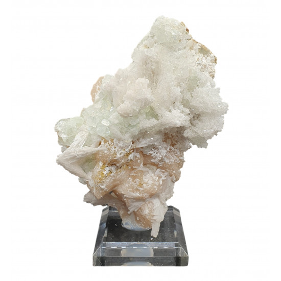 green apophyllite on stilbite and mesolite