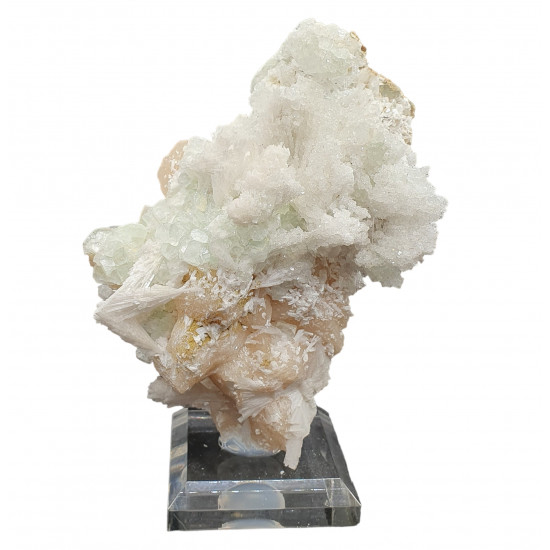 green apophyllite on stilbite and mesolite
