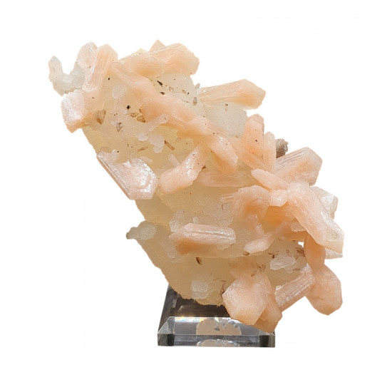 stilbite on chalcedony on calcite