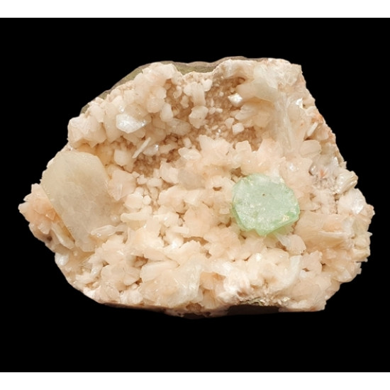 green apophyllite on stilbite and heulandite