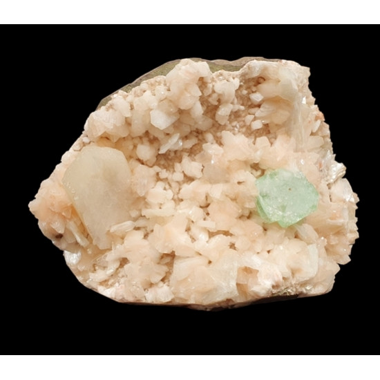 green apophyllite on stilbite and heulandite